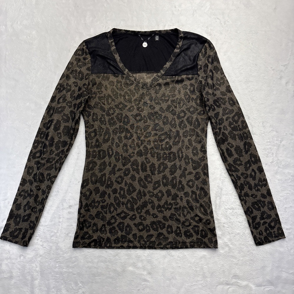 BKE Boutique Y2K Leopard Print Long Sleeve Top Women M Made Canada